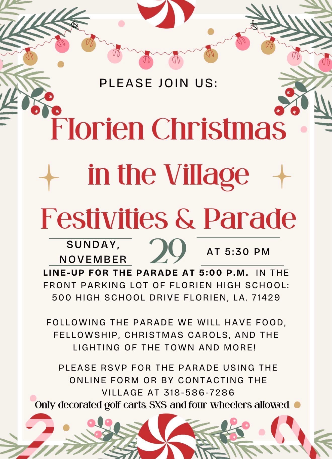 Florien Christmas in the Village event announcement